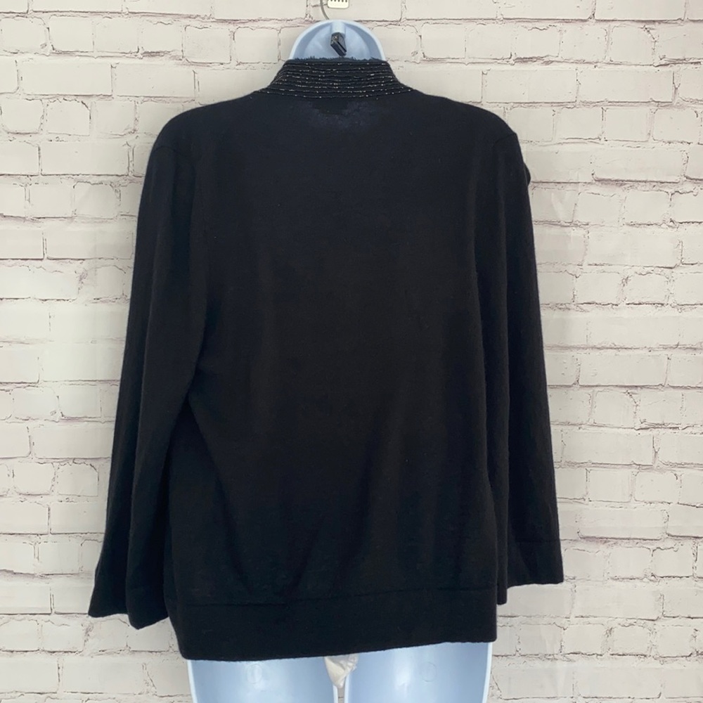 J.Crew lambs wool Vintage beaded black cardigan size XL - Picture 9 of 11